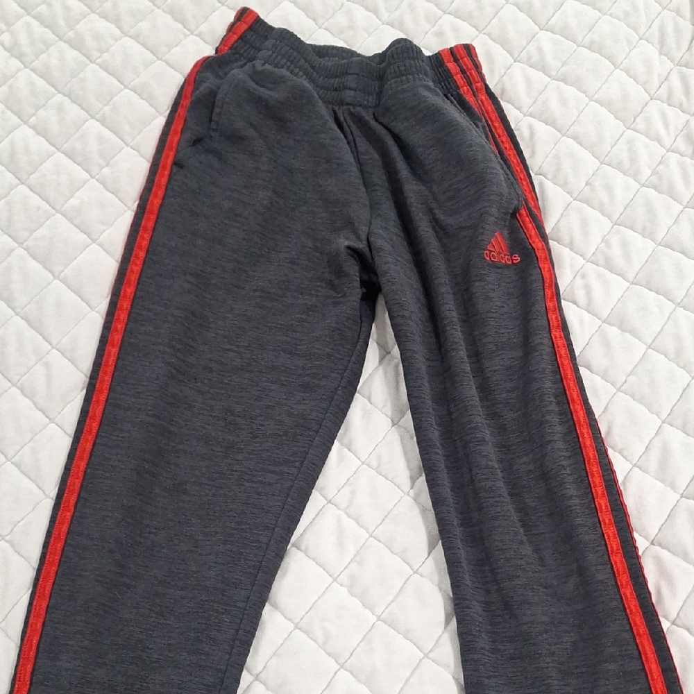 Adidas Kids Charcoal Joggers with Red Accents